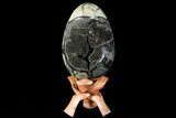 Septarian Dragon Egg Geode - Black Crystals #67779-1